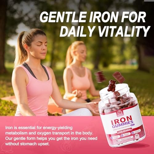 Iron Gummies for Women - Heme Iron for Max Absorption & Gentle on Stomach, 10-in-1 with Vitamin C, B12, Folate, Supports Energy, Focus & Red Blood* Cell* Wellness, Peach Flavor, 60 Counts (2 Pack) - Thumbnail 4