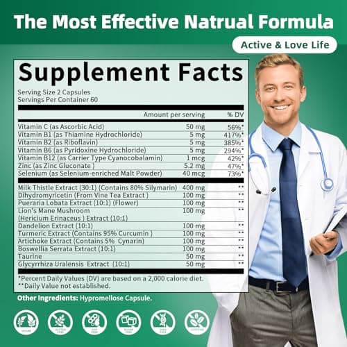 GREENPEOPLE Lymph-Liver Cleanse Detox & Repair - Strength Milk Thistle 30X Extract - Standardized and Concentrated 80% Silymarin w/Vitamin,95% curcuminoids & 17+Liver Health Nutrients Vegan 120CT - Thumbnail 4