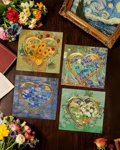 HOMTEK 4pcs Metal Clip Heart Bookmarks for Reading Women, Van Gogh Monet Oil Painting Cute Hollow Butterfly Corner Page Book Marks for Women,Teachers Students,Reading Accessories Gifts for Book Lovers - Thumbnail 6