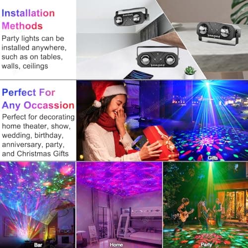 Disco Ball Light,Party Disco Strobe Ocean Star Projector Dj Dance Light Sound Activated with Remote Control Stage Rave for Parties Bar Birthday Wedding KTV Christmas Halloween Dancing Décor - Thumbnail 4