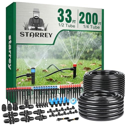Drip Irrigation System for Garden, 2026-Upgraded Quick Connect Garden Watering Kit All-in-One with 1/2 inch 1/4 inch Irrigation Tubing for Garden, Lawn, Greenhouse, Raised Beds (233FT) - Image 1