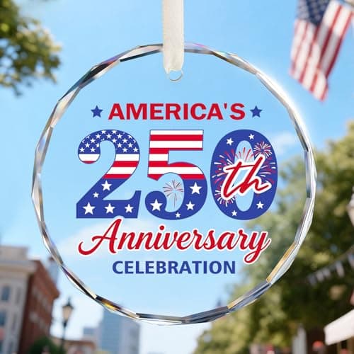 United States 250th Anniversary Ornament, 2D Crystal 250th Patriotic Christmas Ornaments, 1776-2026 America 250th Christmas Ornament, Gift for US Citizens, Hanging Decor-Crystal Style4 - Image 1