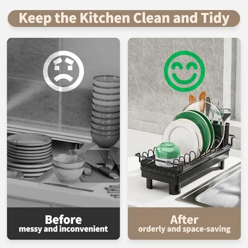 SanDream Dish Drying Rack, Small Over Sink Dish Drying Rack, Expandable Over The Sink Dish Drying Rack with Drip Tray for Kitchen Counter & in Sink - Thumbnail 5