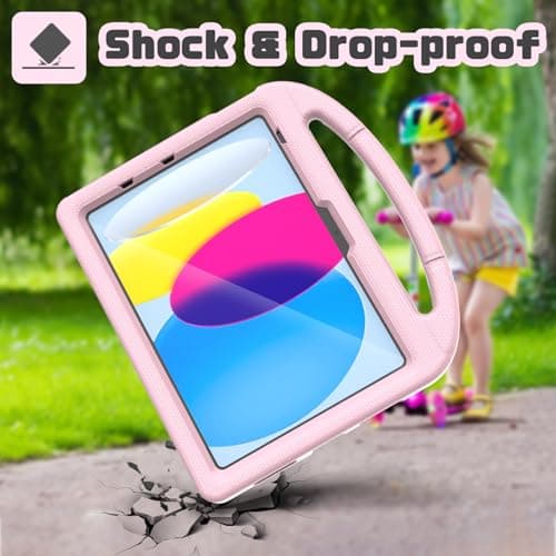 YIHE Kids Case for iPad (A16) 11th Generation 11 Inch 2025 & iPad 10th Generation 10.9 inch 2022, with Built-in Screen Protector and Stable Stand, Full Body Shockproof Protective Cover - Light Pink - Thumbnail 3