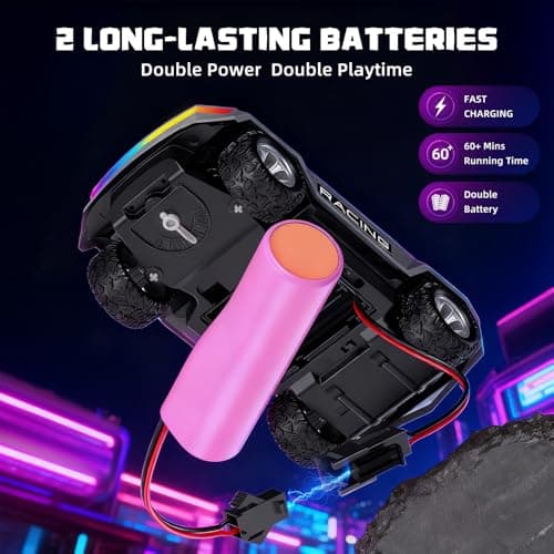 Remote Control Car, 1:24 Scale Pick-up RC Truck, 2WD High Speed All Terrain Off-Road Vehicle with Lights & Load Space, 2.4GHz Off-Road Vehicles Kids Gifts for Boys/Girls Age 3+ - Thumbnail 4