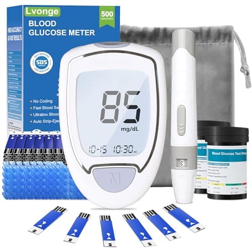 Glucose Monitor Kit, High Accuracy Blood Sugar Testing Kit with 100 Glucometer Strips & 100 Lancets, Larger-Screen Glucose Monitor with Lancing Devices, No Coding, Portable for Home or Travel - Image 1
