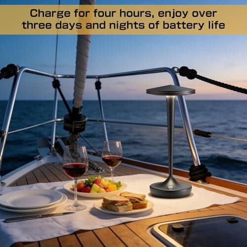 JALVDE Cordless Lamp Rechargeable LED Table Light,48Hrs Battery Operated Table Lamp,Potable Lamp with Stepless Dimming and Waterproof Lamp for Kitchen,Dining,Shower,Outdoor Patio,Camping (2Pblack) - Thumbnail 3