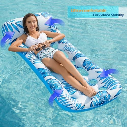 Jasonwell Inflatable Pool Float Lounge - 2 Pack Floaties Rafts for Adults Floating Lounger Sun Tanning Floats Cool Water Floaty Swimming Lake Beach Party Toys - Thumbnail 5