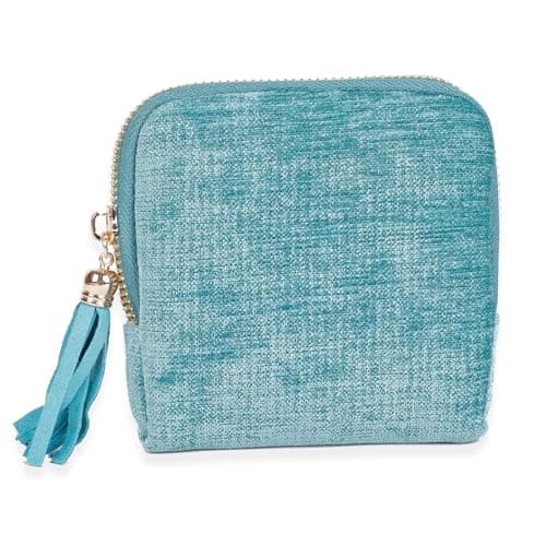 ASINGYER Travel Jewelry Storage Bag for Women, Velvet Portable Jewelry Organizer with Tassel Zipper, Small Pouches for Bracelets Necklaces Rings Earrings, Wedding Gift for Women (Sky blue)