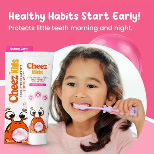 Cheez Oral Care Kids Nano Hydroxyapatite Toothpaste with Xylitol, Fluoride Free Safe to Swallow Mineral Toothpaste, Gentle Enamel Care, Bubble Gum Flavor - Thumbnail 5
