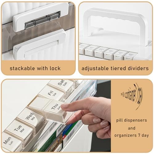 Dizaolive Large Medicine Cabinet Pill Organizer 3 Tier First Aid Storage with Foldable Handle Household Essentials Emergency Use - Thumbnail 5