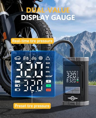 Aneson Tire Inflator Portable Air Compressor, 2X Fast Air Pump with Digital Gauge 150 PSI, Auto Shutoff for Roadside Inflation, Daily Car Care, Motorcycles, Bikes, and Sports Ball, One-Click Start - Thumbnail 4