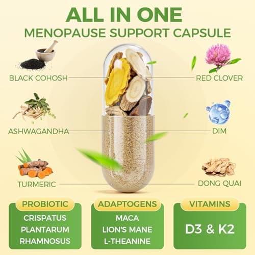 GREENPEOPLE Menopause Supplements for Women - Black Cohosh & Ashwagandha for Hot Flashes, Night Sweats, Mood Swings, Hormonal Balance Support,10 Billion CFU Probiotic - 120 Capsules Vegan Gluten-Free - Thumbnail 4