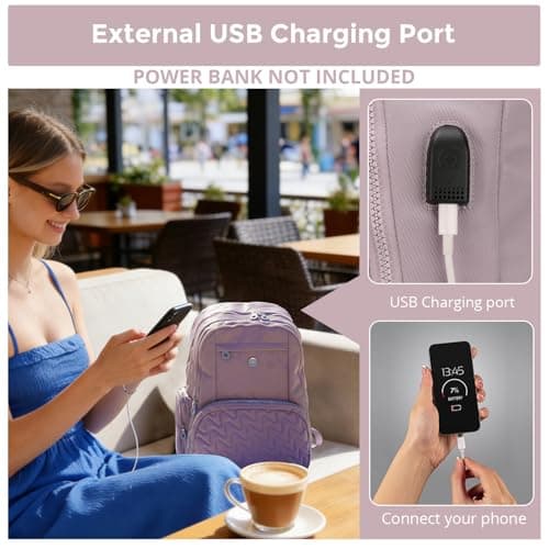 Swissdigital Design Backpack for Women, 15.6 inch Laptop College Pink Medium Simple Modern Backpacks for School with USB Charging Port for Womens Girls | SD1711-82 - Thumbnail 3