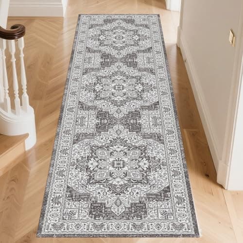 HiChiclife Runner Rug, Traditional Vintage Long Rug for Hallway Kitchen,2'x 8' Grey - Image 1