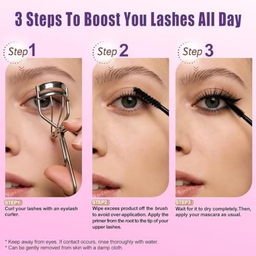 Filtotech Eyelash Primer Before Mascara, Long Lasting Mascara Primer for All-Day Curl Lock, Volume & Definition Lash, Clear Base for Any Shade Mascara - Thumbnail 4