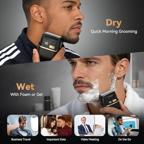 Electric Razor for Men, Advanced Foil Shaver with 4 Floating Blades(2 Foils + 2 Trimmers), Close Shave Without Tugging, Travel Electric Razor for Teenagers, Men & Fathers - Thumbnail 4