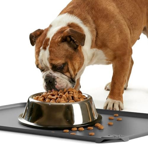 ESTHELLO Waterproof Pet Feeding Mats - Advanced Silicone Dog Food Mat Easy to Clean for Dog & Cat Bowls, 19''X12'' Premium Gray - Image 1