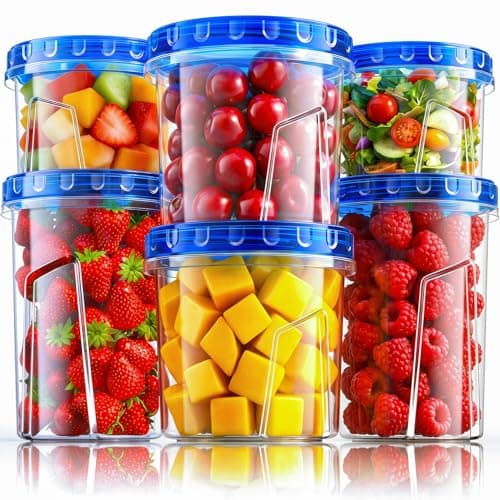 HOMETALL Freezer Storage Containers, [6 Pack- 33/24/17 OZ] Airtight Plastic Food Storage Containers with Twist Top Lids, Soup, Meal Prep Containers | BPA Free | Stackable | Leakproof | Microwave Safe - Image 1