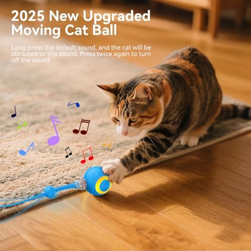 Interactive Cat Toys Ball for Indoor Cats Fast Rolling on Carpet, Chirping & Motion Activate Cat Toys, Slow/Nromal/Fast Mode, ON/Off Sound - Thumbnail 3