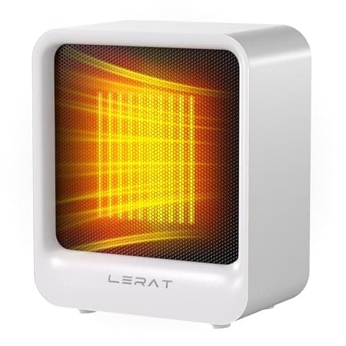 Lerat Mini Space Heater, 500W Quiet Electric Heaters for Indoor Use, Safe PTC Ceramic Desk Heater with Tip-Over & Overheat Protection, Small Portable Personal Fast Heating for Office Home Dorm Bedroom - Image 1