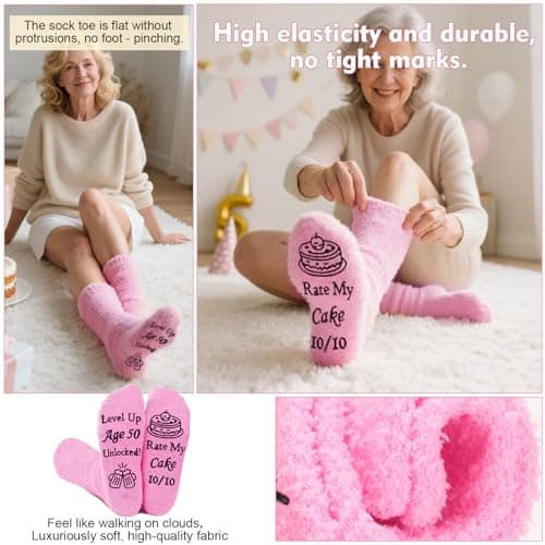 Biswitif Birthday Gifts Funny Slipper Socks, Women Funny Socks for 30 40 50 60 70 Year Old Woman Birthday Gifts for Mom Sister Wife Friends - Thumbnail 4