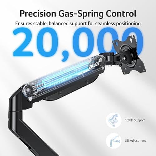 Acer Dual Monitor Arm, Computer Desk Arm with VESA Mounts for 17–32″ Screens, Fully Adjustable Gas Spring Monitor Stand, C-Clamp and Grommet Mounting Base, Fits 4.4 to 19.8lbs Computer Monitors - Thumbnail 5