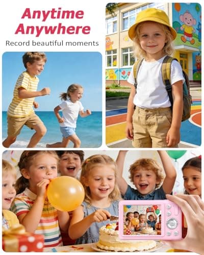 W & O Digital Camera,Kids Camera,Point and Shoot Digital Cameras for Kids,with 2.8" LCD Screen,64MP,16X Zoom,Built-in Game & SD Card for Boys & Girls(Sakura Pink) - Thumbnail 5