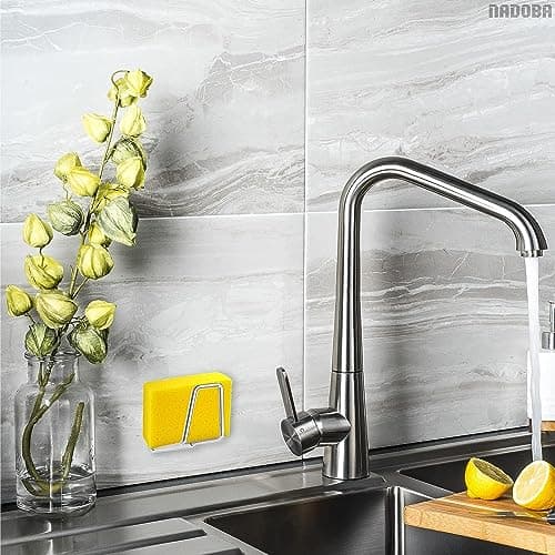 2 Pcs Stainless Steel Sponge Holder for Kitchen Sink - Scrub Holder for Kitchen Sink Sponge Holder Dish Scrubber Holder Kitchen Sponge Holder for Sink - Adhesive Sponge Holder for Kitchen Sink - Thumbnail 4