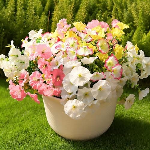 Fanfantoey Artificial Flowers for Outdoor, UV Resistant Fake Plants Outside Decoration, 14 Pcs Realistic Silk Morning Glory Faux Flowers for Porch Patio Gardens Home Decor(14, 4 Mixed) - Image 1