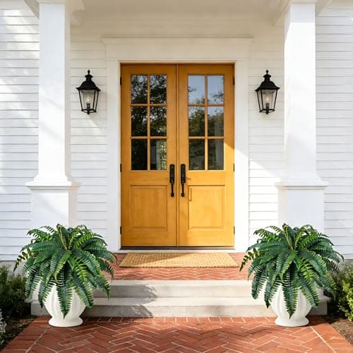 Der Rose 45" Fake Ferns Set of 2 Artificial Boston Ferns Bush Plants with 60 Fronds for Outdoor Home Garden Porch Decor - Thumbnail 2