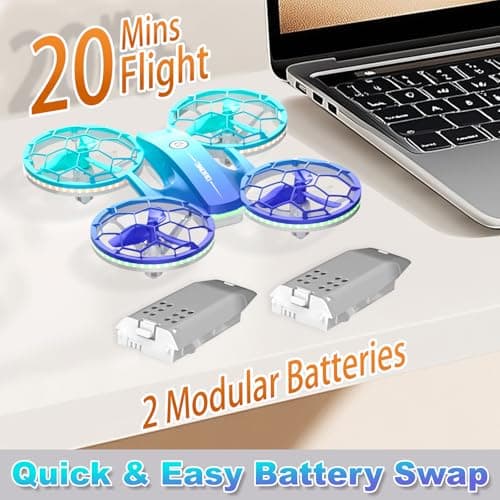 Drone for Kids and Beginners, Quadcopter Indoor Small with 2 Modular Batteries, 360° Flips, 3 Speeds, Auto Hover, LED Lights, Great Valentine‘s Day, Birthday Gift Toy for Boys and Girls - Thumbnail 5
