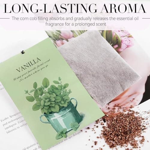 HOMELLAX Vanilla Scented Sachet Bags - 12 Pack Closet & Drawer Freshener, Long Lasting Odor Eliminator for Wardrobes, Cars & Storage, Home Fragrance Air Freshener Sachets - Thumbnail 4