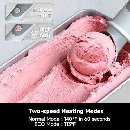 SEAINGO Heated Ice Cream Scoop - Rechargeable, ON/OFF Safety Lock Switch, Two Warming Modes, Ergonomic Handle, Electric Kitchen Tool Nonstick Scooper for Gelato, Frozen Yogurt, Sorbet & More - Thumbnail 3