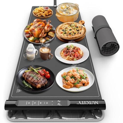 NUTCITY 2026 Upgrade Chafing Dishes (32x16 Inches) - Electric Warming Trays for Buffets & Parties 7 Temperature Settings, 8-Hour Timer, Portable Roll-Up Design & Insulation Pad for Parties - Image 1