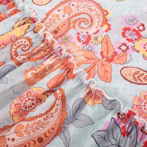 GRACE KARIN Summer Dresses for Women 2026 Vacation,Smocked Floral Maxi Dresses,Boho Beach Long Sundress BluePaisley Floral XL - Thumbnail 5