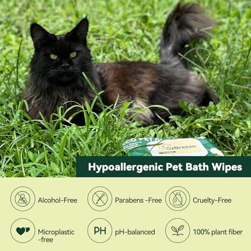 OzBreeze ECO PET Glove Wipes for Dogs & Cats, Hypoallergenic Unscented Cleaning & Deodorizing Bath Wipes, Coconut Oil Nourishing Fur Pet Grooming Gloves, 20pcs - Thumbnail 5