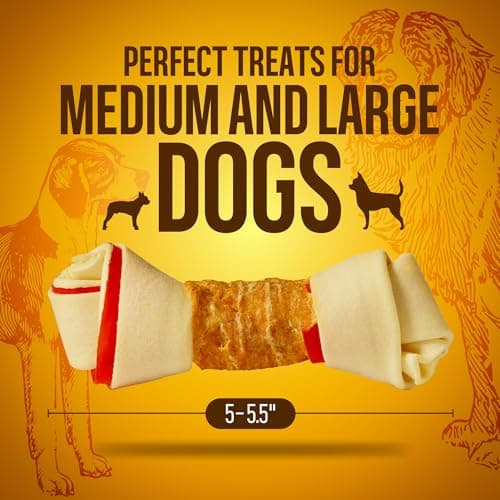 PETPHABET Chicken Wrapped Rawhide Dog Bones, 5-5.5 Inch Long Lasting Dog Chew Treats for Medium & Large Dogs, 5 Count Beefhide Dog Snacks for Training Healthy Chewing, Knotted Dog Bones High Protein - Thumbnail 3