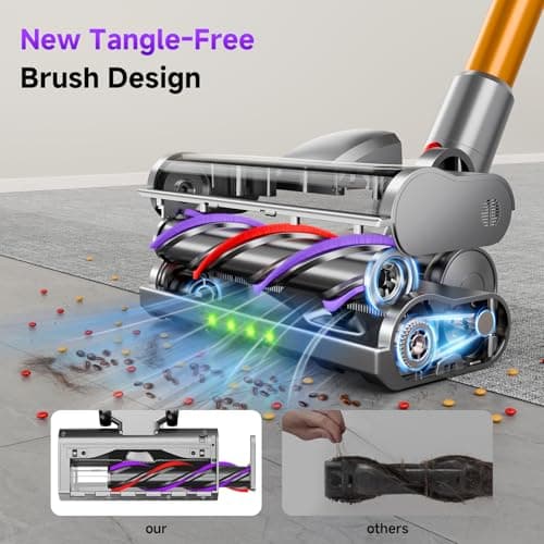 Clinkal Cordless Stick Vacuum Cleaner, 38Kpa Powerful Suction Vacuum Cleaner with LED Headlight, Detachable Battery, 8-in-1 Lightweight Handheld Vacuums for Pet Hair Carpet and Hardwood Floor, Purple - Thumbnail 4