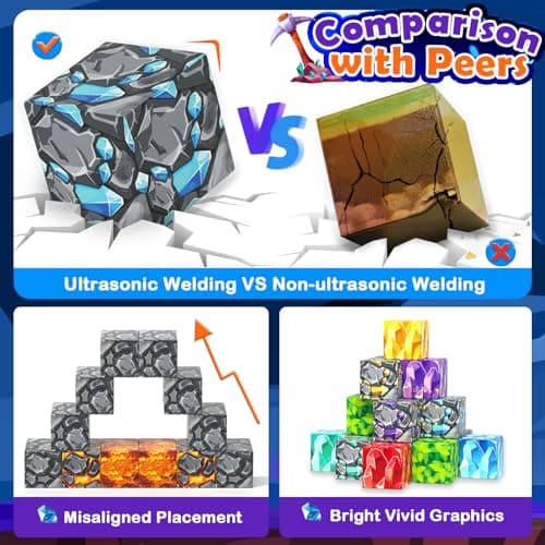 100PCS Magnetic Blocks Building Toys, STEM Learning Sensory Toys for Kids Age 3-5 4-8 5-7 8-12, Gem Cave Adventure Mine Magnet World Craft, Christmas Game Gift for for 3+ Years Old Boys Girls(0.8") - Thumbnail 4