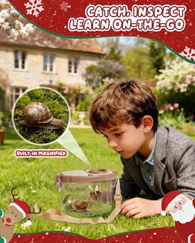 CUUCUVA Bug Catcher Kit for Kids Outdoor Explorer Kit with Insect Cage, Observation Box, Magnifying Glass, 8 Toy Bugs, Net & 10 Cards, STEM Educational Toys Gifting for Boys & Girls Ages 3+ - Thumbnail 5