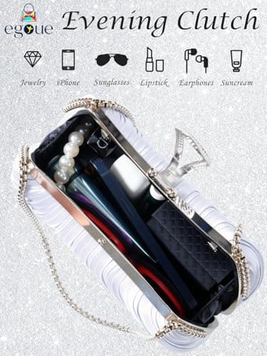 Silver Clutch Purses for Women -Elegant Sparkling evening bags for Wedding Galas, Prom Nights, Cocktail Parties&Formal Events - Thumbnail 4