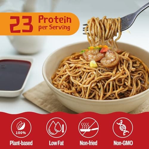 KONJOY Protein Ramen Noodles, Plant-Based High Protein(23g) Ramen Noodles Tossed with Savory Crayfish Chili Sauce, Non Fried, Low Fat, Vegan Healthy Meal, 5 Pack - Thumbnail 3