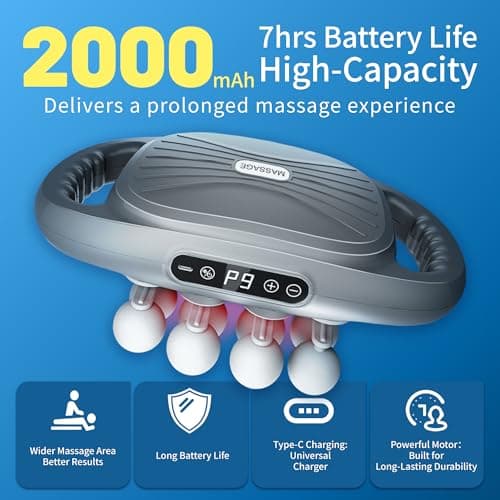 Binxalin 16 Head Massage Gun Deep Tissue, Percussion Massager for Muscle Relief, 9 Speeds & 9 Intensities Muscle Massage Gun for Shoulders, Waist, Legs, Athletes & Office Staff - Thumbnail 4