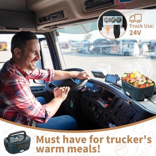 Vingud Electric Lunch Box for Adults, Heated Lunch Box for Men Women with Dual 1.5L SS Containers, Portable 80W Food Warmer for Car/Truck, Lonchera Eléctrica Portátil Christmas White Elephant Gifts - Thumbnail 3