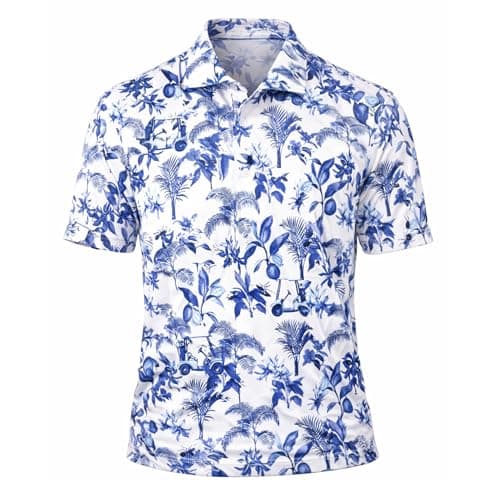 Partner Sportswear Golf Shirts for Men, Short Sleeve Print Moisture Wicking Wrinkle Resistant Collared Shirt, Stylish Cruise and Resort Wear for Men, Buca (M) - Image 1