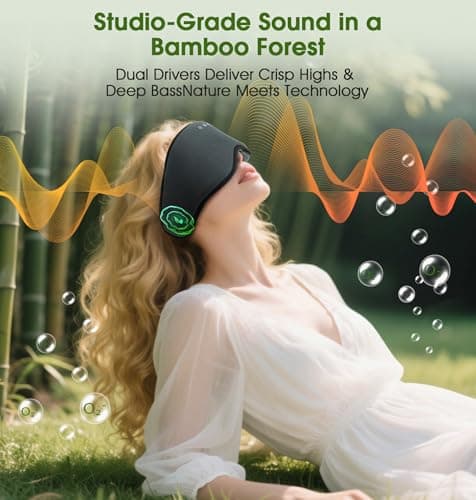 LC-dolida Bamboo Cotton Bluetooth Sleep Mask, 2 in 1 3D Soft Sleep Mask with Sleep Headphones, Sleep Eye Mask with Timming Setting, Blackout Sleeping Mask for Side Sleepers, Women Men, Grey - Thumbnail 6