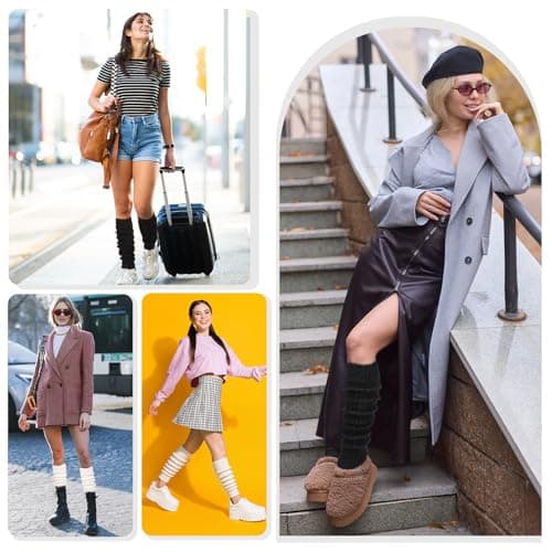 Jspupifip Ballet Leg Warmers for Women 4 Pairs, Y2K Leg Warmers Ribbed Knitted Kawaii Preppy Legwarmer Socks for Yoga Party Sports Fashion Accessories - Thumbnail 6