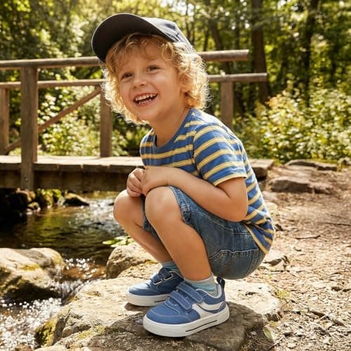 STQ KIDS Toddler Boy Shoes Wide Toe Box Shoes Lightweight Boy Sneakers Non-Slip Zero Drop Active Kids Walking Running Tennis Shoe Blue Toddler 9 - Thumbnail 2