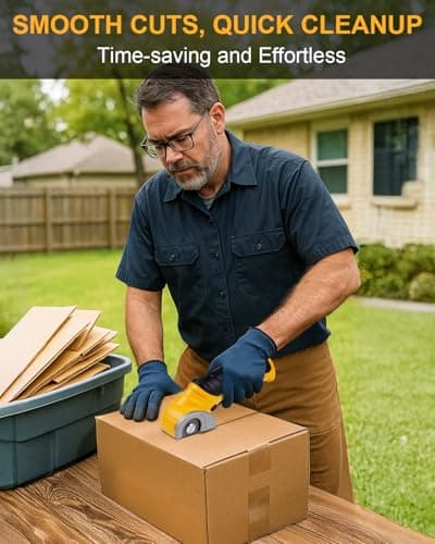 Cardboard Cutter Electric Box Cutter, Father Day Gifts for Dad from Daughter Son Wife, 4V Cordless Electric Scissors Rotary Blade for Cardboard Recycling Rechargeable DIY Tools Cutting Carpet Leather - Thumbnail 3